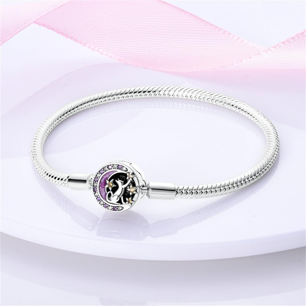 KUNSIR 925 Sterling Silver Palm Clasp Snake Chain Bracelet Basic Charm Bracelets Fit Any PDL Charm, with for Teen Women - Image 2