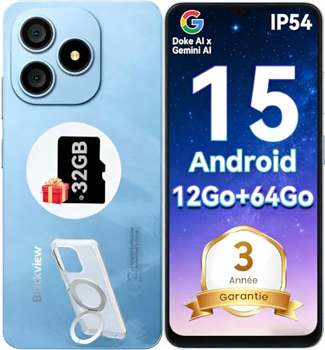 Blackview Wave 9C Telephone Portable Pas Cher avec Coque 360° Rotatif 12Go+64Go / 2To TF, 6,56