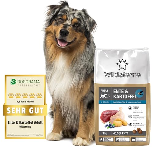 Ente & Kartoffel Adult 3 kg |Getreidefreies Trockenfutter | Monoprotein Ente| von Tierärzten entwickelt | Hundefutter mit frischem Fleisch | Premiumfutter für Hund