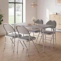 Thaookte 6Er Set Klappstuhl Kunstleder Klappstuhl Mit Metallrahmen Und Gepolstertem Sitz, Einfach Zu Falten Und Zu Verstauen Für Zuhause, Büro, Esszimmer Und Empfang, Bis 158Kg Belastbar, Grau