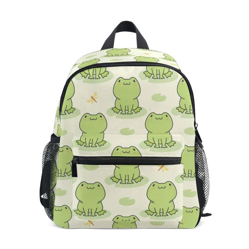 MNSRUU Toddler Backpack, Cute Frog Kids Backpack Dragonfly Small Bookbag for Girls Kawaii Mini Travel Backpack for Boys Preschool Age 3-6
