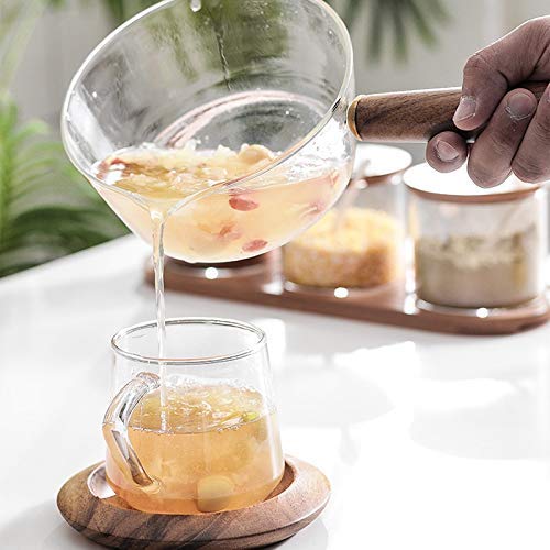 Pot à Lait En Verre Borosilicaté 400ml Avec Manche Bois - Antiadhésif Pour Sauce Lait Bébé