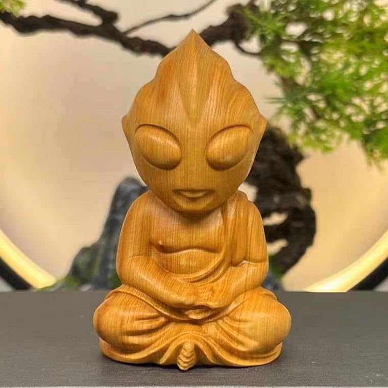 Amazon.co.jp: 仏教美術 高級木材彫刻 天然木 静思 木彫り 可愛い坐像
