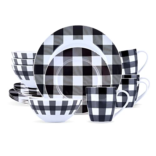 S & Co. Dinnerset Buffalo Plaid Weiß/Schwarz, Geschirr