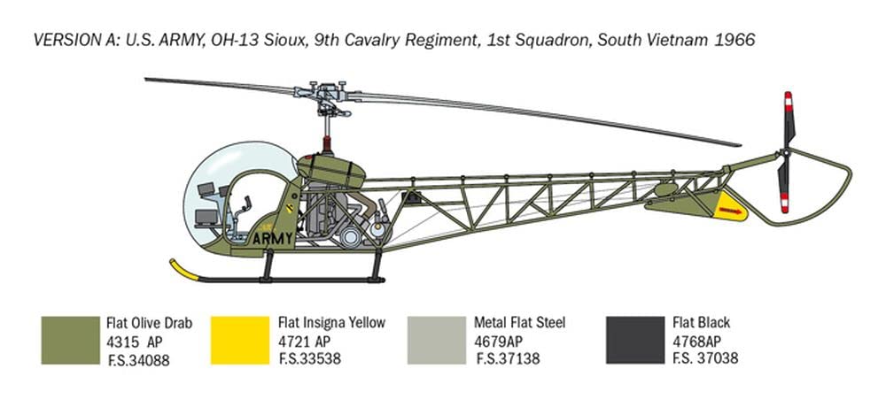 Italeri 2820S - 1:48 OH-13 Scout Hélicoptère Corée Guerre, modélisme, kit, modélisme, Bricolage, Loisirs, Collage, kit de Construction en Plastique, détails détaillés.