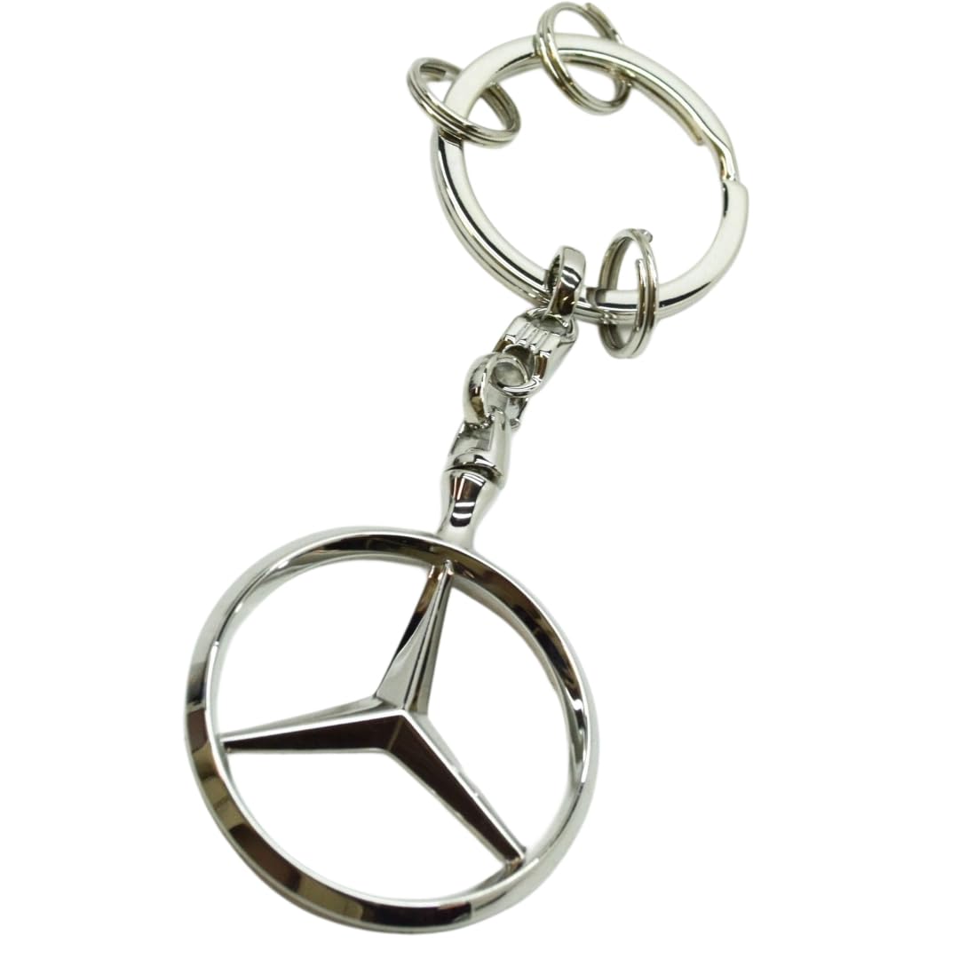 Mercedes-Benz, Llavero Bruselas, plateado, de zinc fundido a presión con varias anillas pequeñas. Producto Oficial Collection.