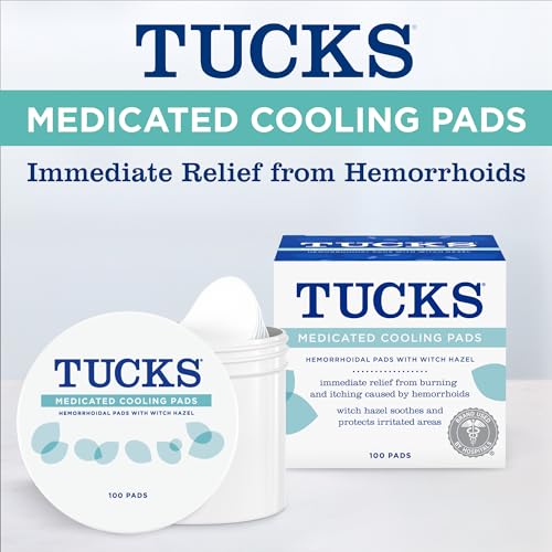 TUCKS Medicated Cooling Pads, 100 Count Pads with Witch Hazel