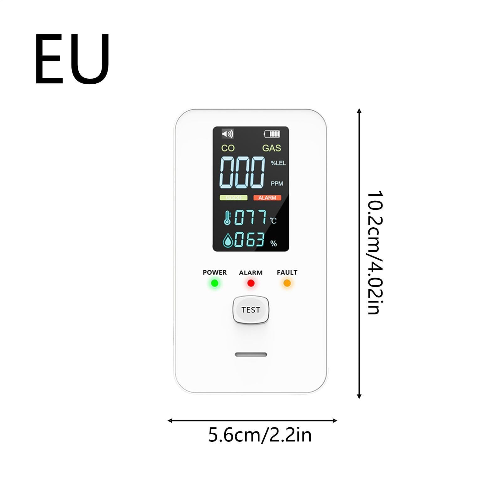 Moniteur numérique portable 4 en 1 avec détecteur de monoxyde de carbone | Détecteur de gaz naturel et CO Alarme pour salon, cuisine, chambre, hôtel, appartement, résidence