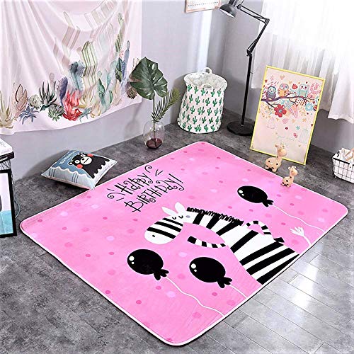 ARTBECK Pink Rug Girls Rug Kids Playmat Girls Room Rug Baby Area Rug Foam Playmat Soft Zebra Activity Rug Non-Slip Learning Carpet for Kids, Infants, Toddler (Playmat H, 4.8 x 6.4 FT)