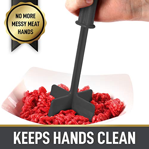Simple Craft Meat Chopper - Premium Meat Masher, Ground Beef Masher, Hamburger Chopper Utensil - Perfect For Turkey, Mashed Potato, Baking, Cooking & More (Black)