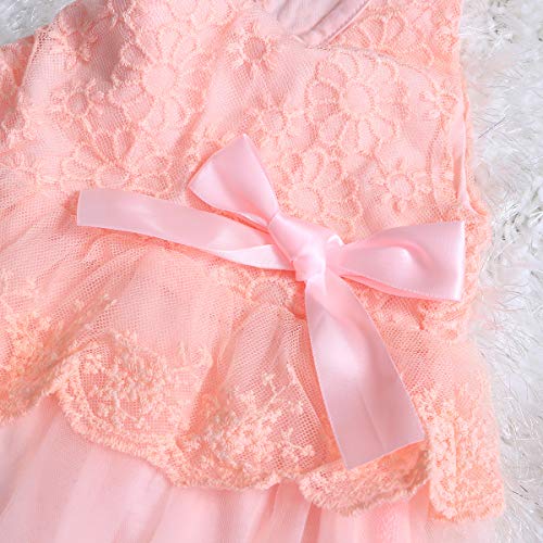Vestido de tule sem mangas para bebês meninas tamanho 4 (rosa), rosa, L