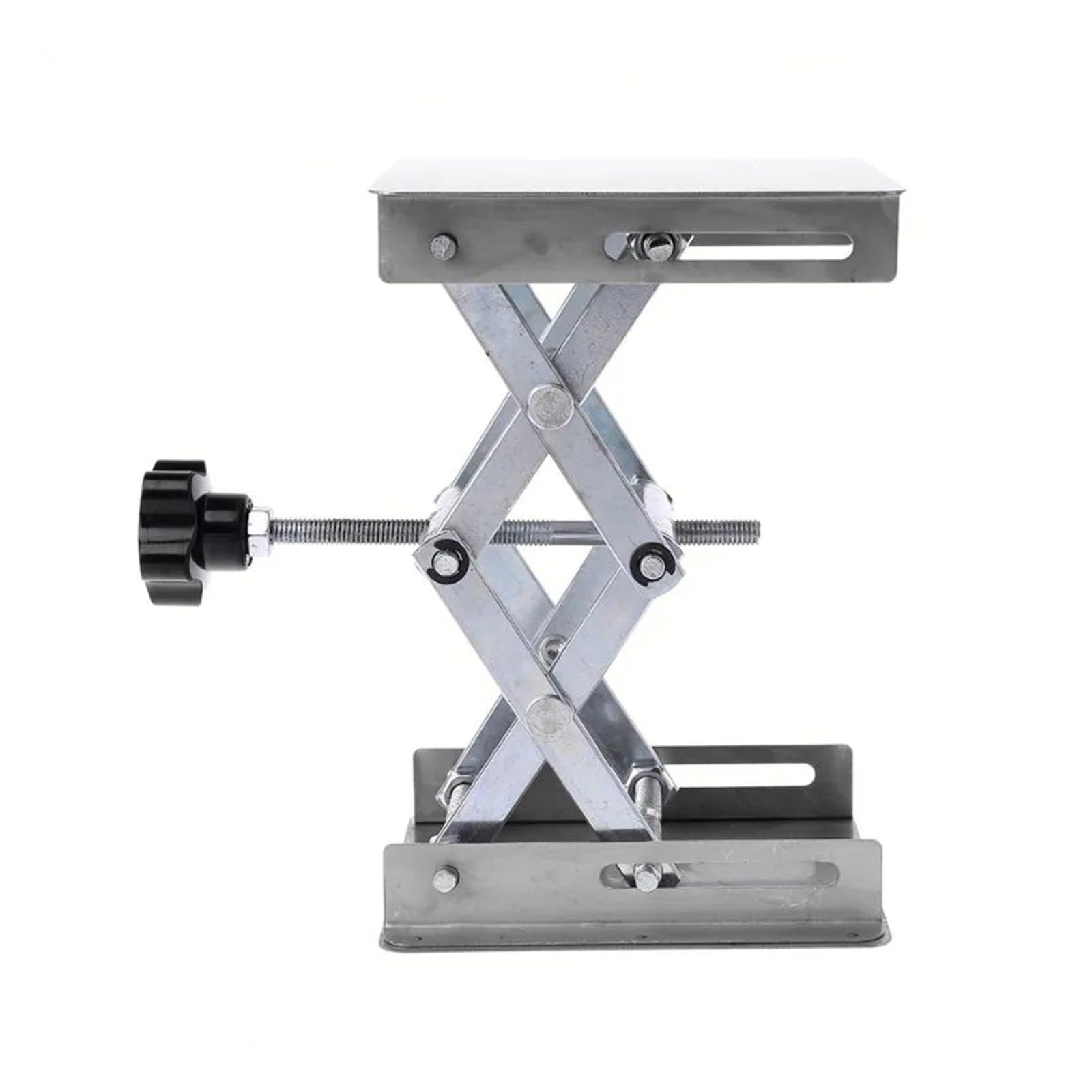Piattaforma di sollevamento in acciaio inox, regolabile, 100 x 100 mm, tavolo sollevatore da laboratorio per lavori precisi, design stabile, ideale per esperimenti scientifici