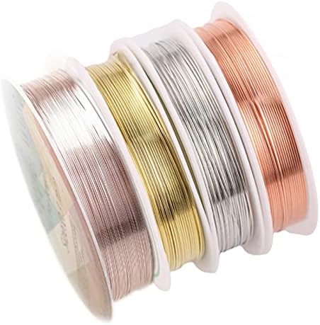 Jewelry Wire, 22 Gauge Copper Jewelry Wire, Craft Wire, 4 Rolls Jewelry Beading Wire Tarnish Resistant, Jewelry Beading Wire for Jewelry Making Supplies