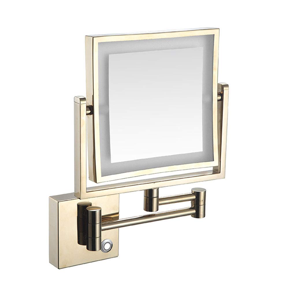 Miroir de maquillage grossissement 3X extensible rectangle gold JCAKES avec prise