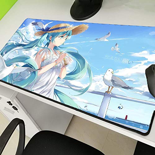 Preisvergleich Produktbild Twhoixi Anime Hatsune Mauspad Großwild Computer Naturkautschuk Anti-Rutsch-Matte PC Tastatur Mauspad Großformat, 400X800X2MM