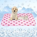 Dog Ice Pad Ice Silk Cats Kennel Mat Pet Cooling Pad Summer Cool Bamboo Mat Breathable Pad (Strawberry, L)