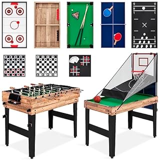 Best Choice Products 13-in-1 Combo Game Table Set w/Ping Pong, Foosball, Basketball, Air Hockey, Sling Puck, Archery, Shuffleboard - Natural