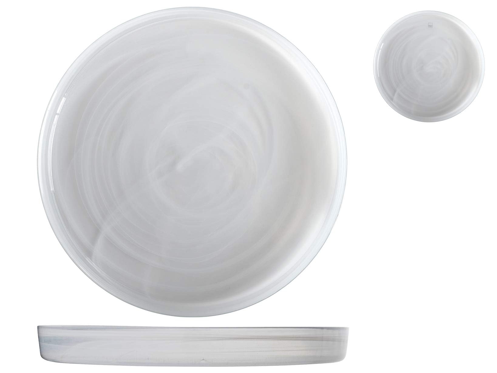 H&H Alabastro - Juego de 6 platos de cristal, color blanco, 33 x 4 cm