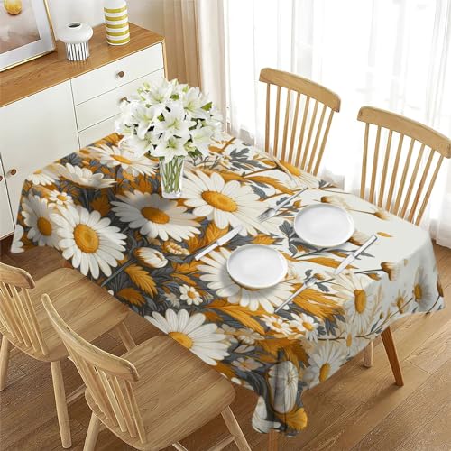 Nappe polyester chrysanthème anti tache pour table facile d'entretien
