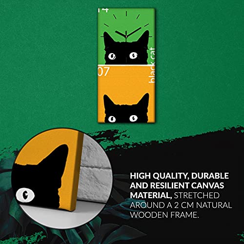 Image Art Mural Art Moderne Horloge Toile de Qualité Mains Blanches Chat Noir