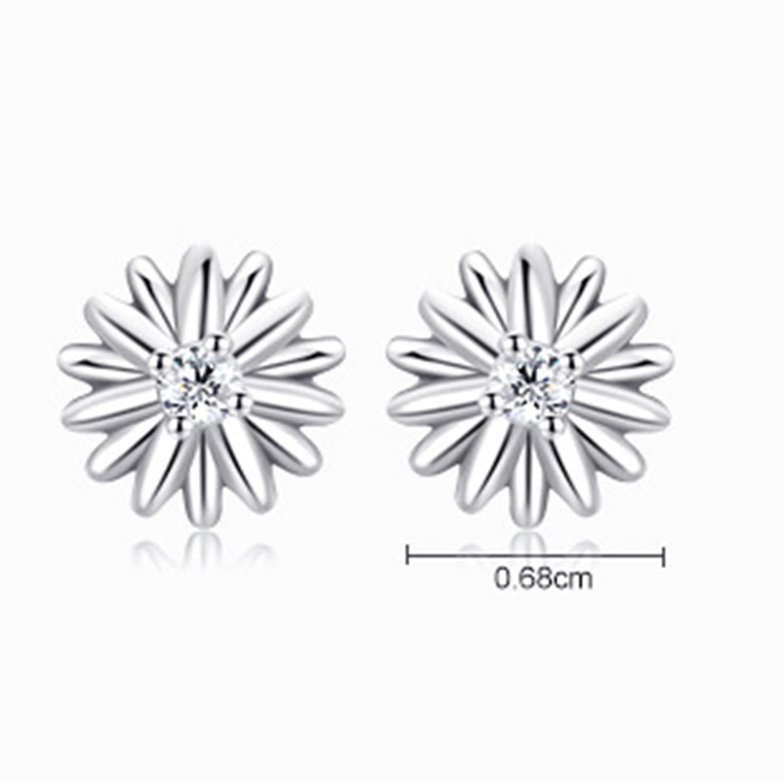 Pendientes de oro de platino para mujer, modernos con moissanita blanca, margarita, solitario blanco/platino oro blanco