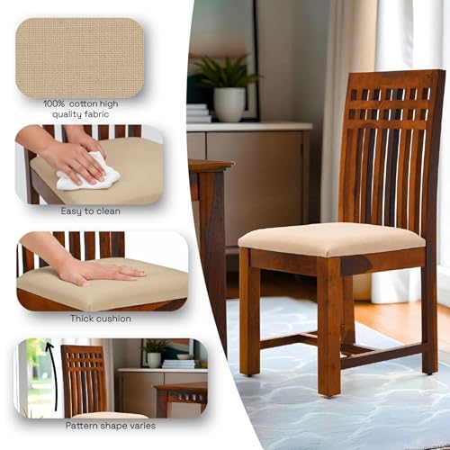 Image of UK FURNITURE Solid Sheesham Wood Dining Table Set with 6 Chairs | Wooden Dinner Table Set for Dinning Room Home & Hotel| Modern Dining Room Set | DIY (Honey 6s, 6 Seater)
