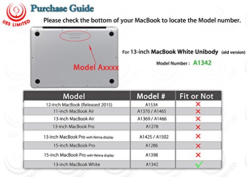 Ueswill Matte Hard Shell Case Cover Compatible With 13 Inch White Unibody Macbook Model A1342 + Microfibre Cleaning Cloth, Red #TOP1