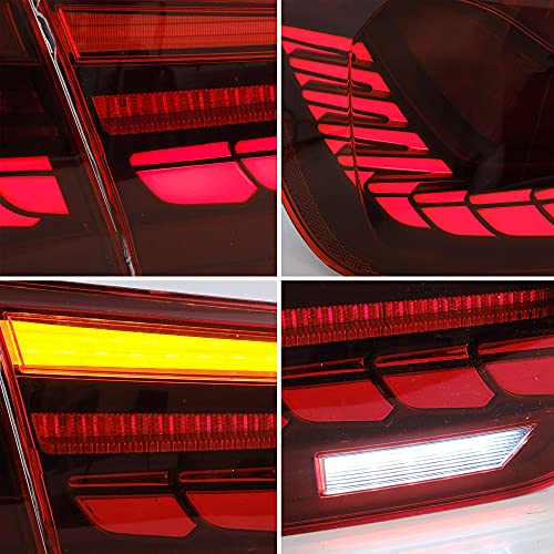 Vland Full Oled Sequential Upgrade Tail Lights Compatible For [Bmw M3 / 3 Series F30 F35 F80 Sedan 6Th Gen 2012 2013 2014 2015 2016 2017 2018] With Dragon Scales Running Light, Yab-Bw-0293A #TOP5