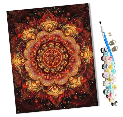 WMZPOY Pintar por números adultos Mandala (4) DIY pintar por números, pinturas para niños, paint by numbers lienzos para pintar cuadros decoración (16' x 20')