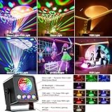 OIEZISRO Disco Ball Party Lights Disco Light Sunset Lamp Projector with RGB+UV+White+YGB Sound Activated LED DJ Strobe Stage Light for Home Parties Living Room/Christmas/Halloween/Birthday/Wall/Décor