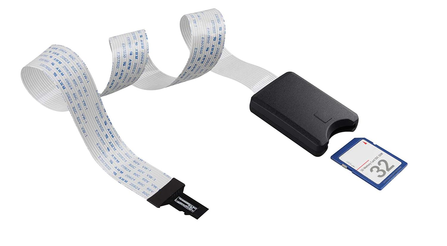 Jopto 19-calowy 48 cm kabel przedłużający karty TF Micro SD na kartę pamięci TF elastyczny przedłużacz konwerter do SD RS-MMC SDHC MMC samochód GPS mini drukarka 3D Raspberry Pi DVD DVR ekran LED