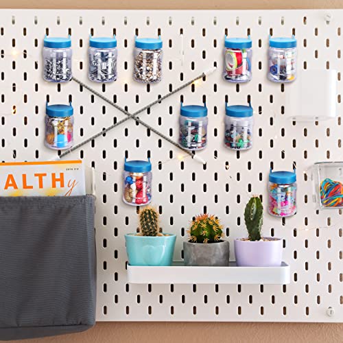 Image of Unittype 20 Set Pegboard Organizer Accessories Peg Boards Jars with Lids Plastic Pegboards Bins Storage Containers Clear Peg Board Wall Organizer for Garage Sewing Office Home Supplies(Dark Blue)