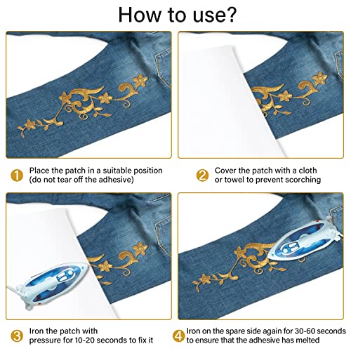 Mililanyo 10 Pieces Gold Flower Embroidery Patch Sewing Craft Decoration Embroidery Patches Sewing On Repair Patches For Diy Craft Projects #TOP2