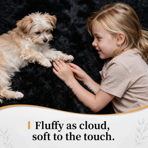 4x6 Area Rugs for Living Room: Soft Black Fluffy Rug Shag Washable Rug Plush Fuzzy Indoor Carpet for Bedroom Nursery Playroom Girls Boys Kids Room (Black, 4'x6') — view 3