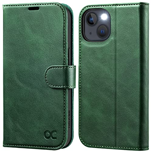 OCASE Compatible with iPhone 13 Wallet Case, PU Leather Flip Folio Case with Card Holders RFID Blocking Kickstand [Shockproof TPU Inner Shell] Phone Cover 6.1 Inch 2021 (Blackish Green) by OCASE - Used condition - US$9.16
