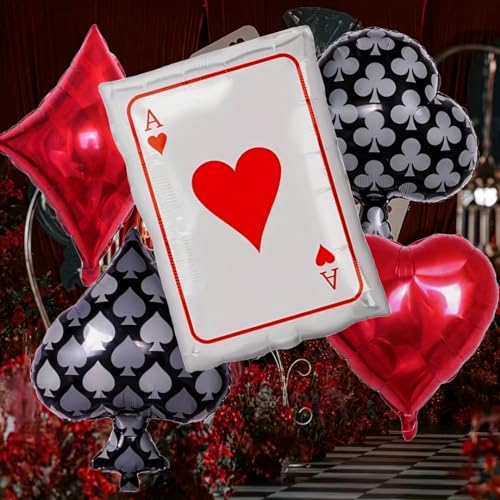 5 pcs,Poker Casino Balloon Decoration,Red Peach Plum Blossom Squa...