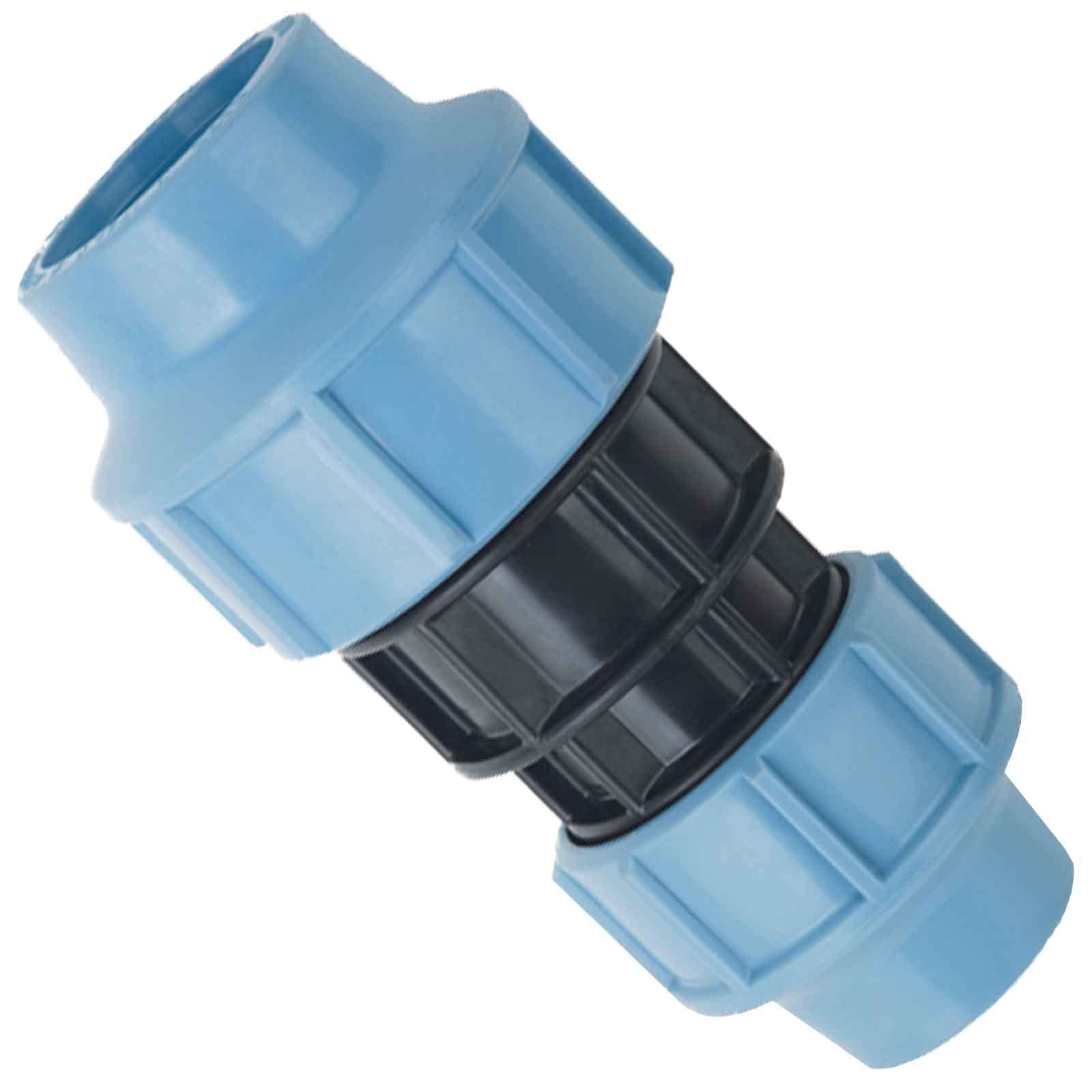 MegaHaustechnik Reduzierung 40x32 PP-Fitting Klemmverbinder für PE-Rohr-Außendurchmesser 40 auf 32mm reduziert, Trinkwasser geeignet, Druck 16 Bar Reduziermuffe Kupplung Reduktion Adapter blau