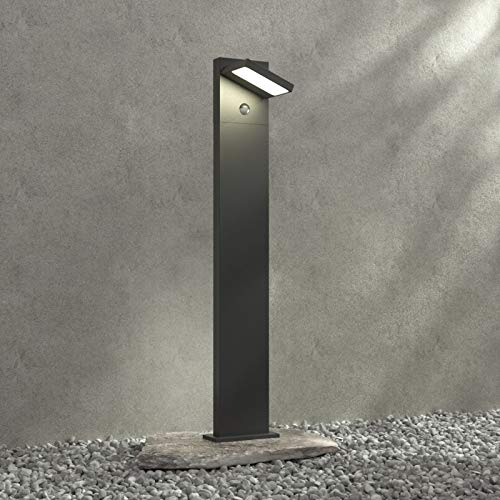 Preisvergleich Produktbild Lucande LED Außenleuchte 'Silvan' mit Bewegungsmelder (spritzwassergeschützt) (Modern) in Alu aus Aluminium (1 flammig, A+, inkl. Leuchtmittel) - Wegeleuchte, Pollerleuchte, Wegelampe, Sockelleuchte