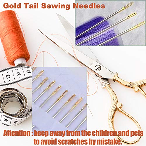 Self Threading Needles, Needle Threader With Needle Case Carving Pattern Golden 12 Pack #TOP4