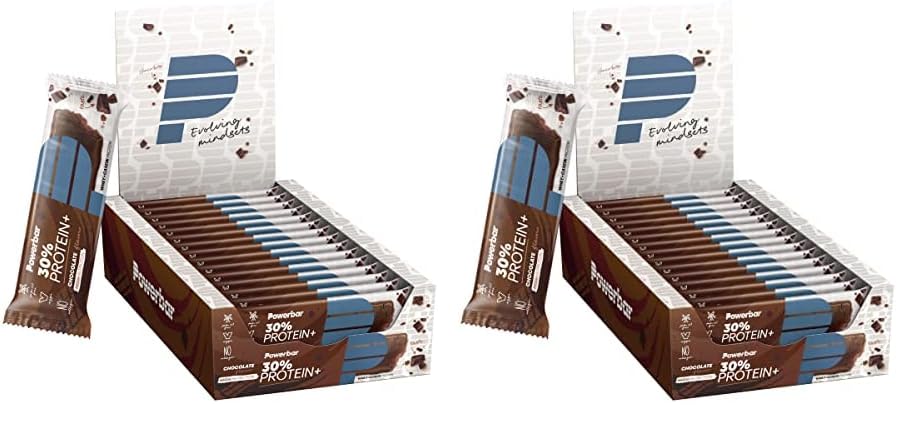 PowerBar Protein Plus 30% Chocolate 15x55g - Barra de alta Proteína + Suero y Proteína de Caseína (Paquete de 2)