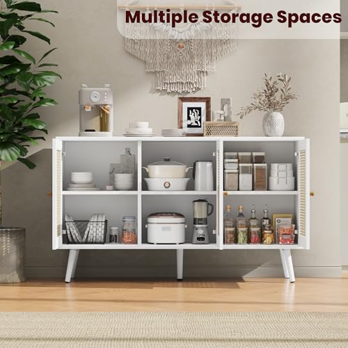Garvee Buffet Storage Cabinet, 47.2" Rattan Sideboard with Adjustable Shelves, Modern Coffee Bar Credenza for Kitchen, Living Room, Entryway, Dining Room by Garvee - Image 4