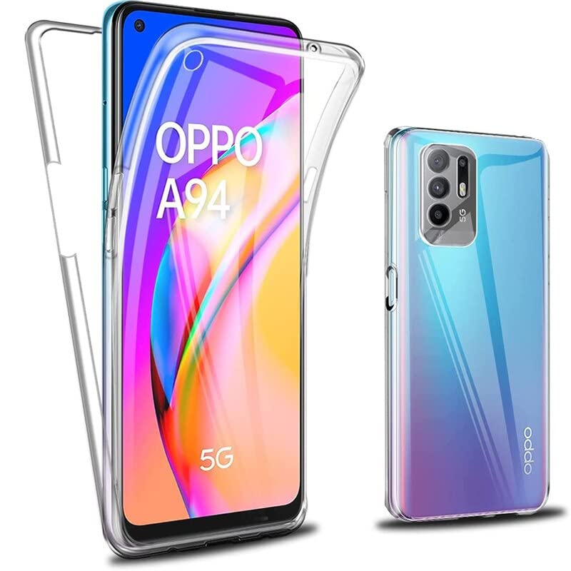 MOJIA Trasparente Custodia per Oppo A94 5G / Reno 5Z 5G (Reno5 Z 5G), Ultrasottile TPU + PC Protezione del Pacchetto Completo a 360° Cover, Quattro Angoli Anticaduta. Transparent