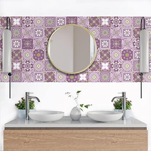 Image of Wall Tiles Stickers for Kitchen Moroccan Waterproof Wall Stickers for Bathroom | Bedroom | Living Room | Wall Floor | Stairs & Home Decor (Pack of 36 Pic) (8x8 Inch, Desgin A8)