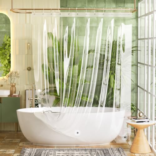 Image of Bathway Shower Curtain Liner Clear Plastic Shower Curtain Liner 72x72 Inches Medium Weight Shower Liner PEVA Waterproof Shower Curtain Liner with 3 Magnets and 12 Rustproof Grommets