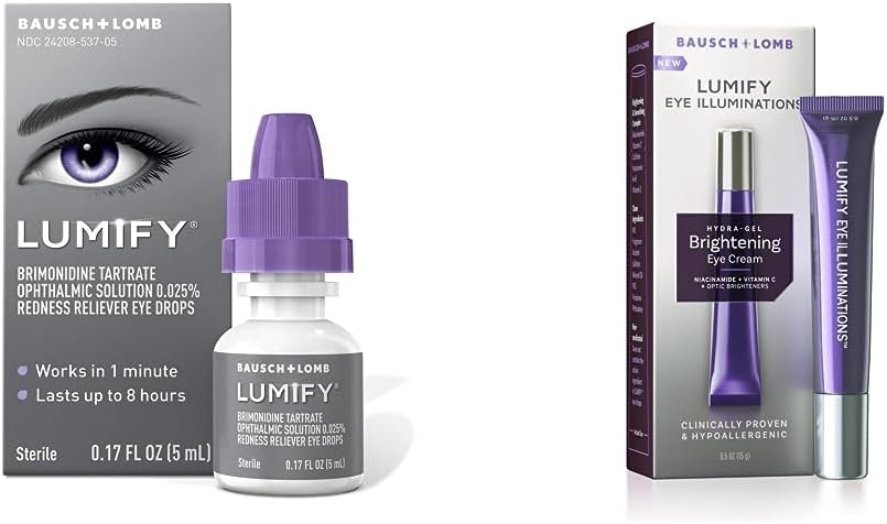 Redness Reliever Eye Drops 0.17 Fl Oz (5 mL) with Eye Illuminations Hydra-Gel Brightening Eye Cream