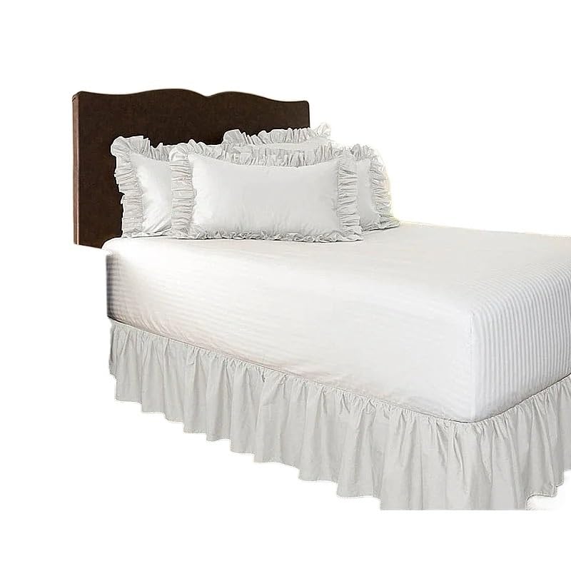 Cache Sommier Jupe de lit enveloppante élastique, Volants de lit, Facile à Ajuster, Jupes de lit de Couleur Unie résistantes Cache Sommiers(White,200x120cm)