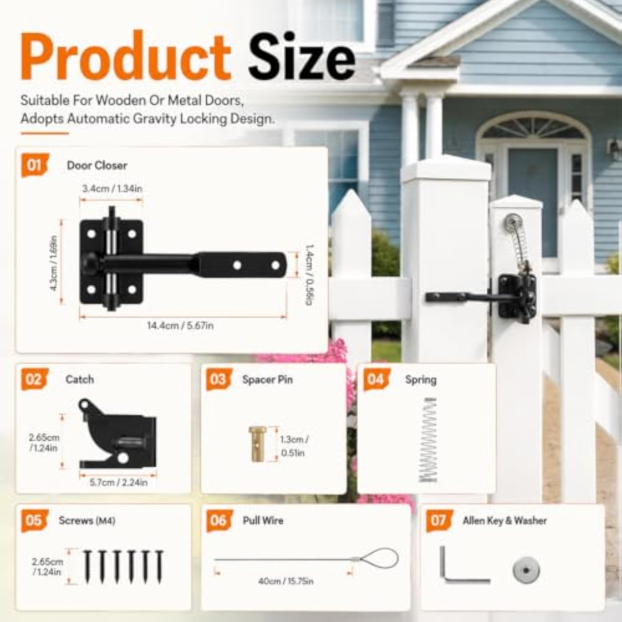 Heavy Duty Self Locking Gate Latch Kit