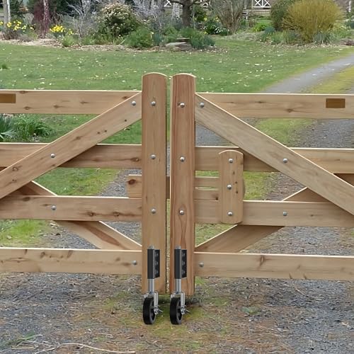 HOLKIE Torrolle 100mm mit Federbelastung, Rad mit Robuster Federung, Perfekt für Holztore, Zäune und Gartentor, Schwerlast-Torräder, Drehbare Torrolle, Belastbarkeit 100 Kg Schwarz