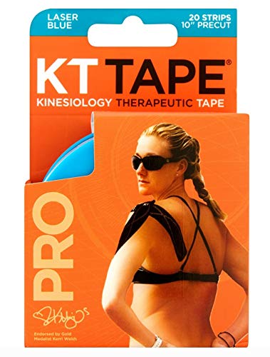 KT Tape Pro Kinesiology Therapeutic Sports Tape, 20 Precut 10 inch Strips, Laser Blue
