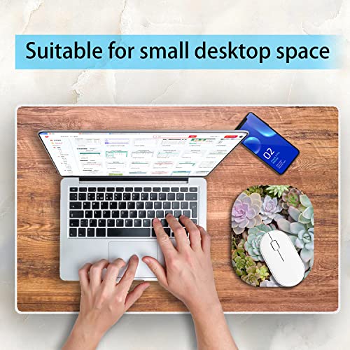 Small Mouse Pad，Mini Mouse Pad 6 X 7 Inch，For Laptop Keyboard Tray Wireless Mouse Home Office Travel，With Non-Slip Rubber Base, Waterproof Mouse Mat，Succulents #TOP2
